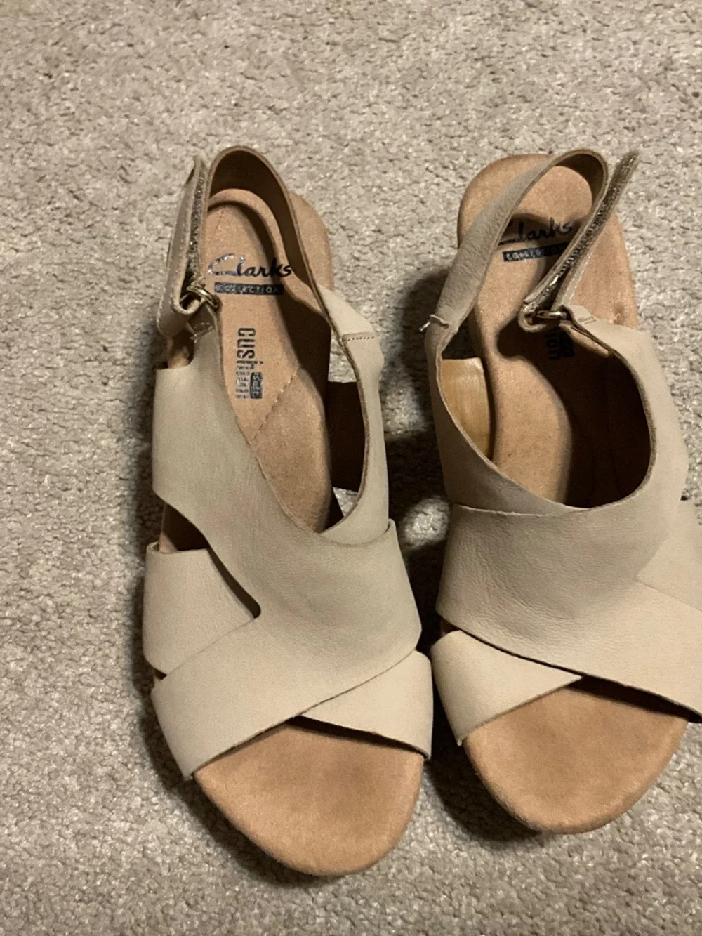 Clarks Collection Rose Grace Wedge Sandals | Tan | Size 6 | Cloud-Like Comfort!